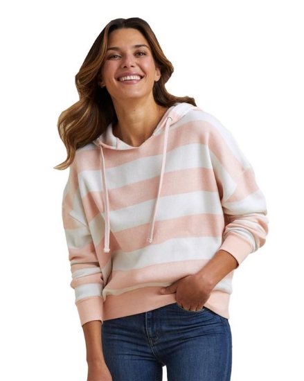 Women's Striped Fleece Boxy Hooded Sweatshirt - W21721