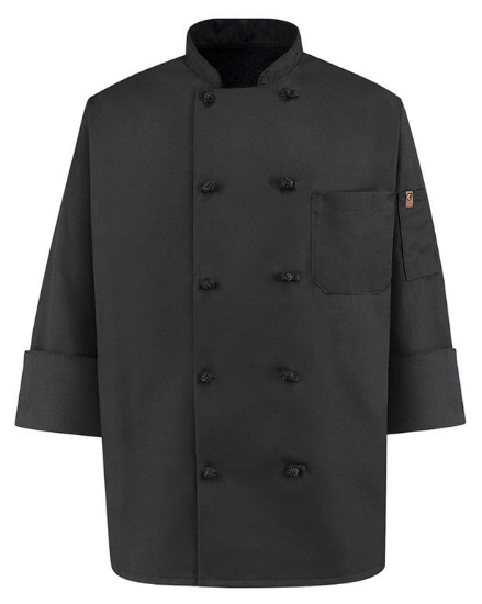 Black Knot Button Chef Coat - 0427