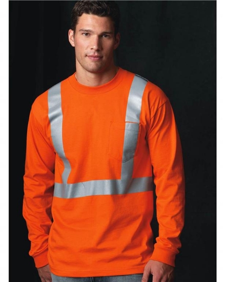 USA-Made High Visibility Long Sleeve T-Shirt with Pocket - 3781