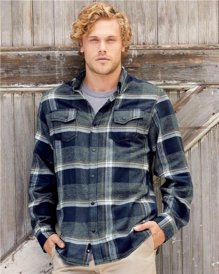 Snap Front Long Sleeve Plaid Flannel Shirt - 8219