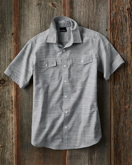 Textured Solid Short Sleeve Shirt - 9247