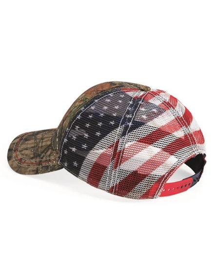 Camo with American Flag Mesh Back Cap - CWF400M