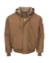 Insulated Brown Duck Hooded Jacket with Knit Trim - JLH6