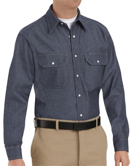 Deluxe Denim Long Sleeve Shirt Long Sizes - SD78L