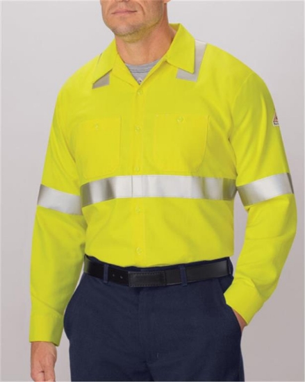 High Visibility Long Sleeve Work Shirt Long Sizes - SMW4L