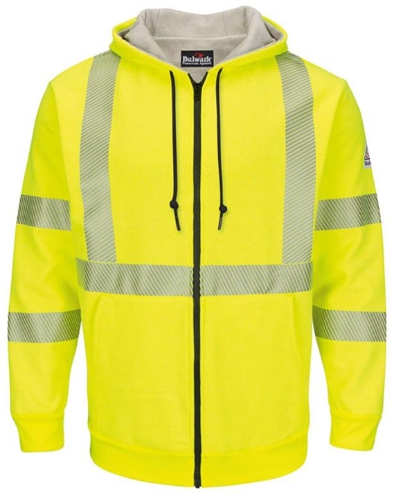 Hi-Visibility Zip-Front Hooded Fleece Sweatshirt with Waffle Lining - SMZ4HV