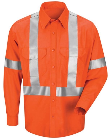Men's Long Sleeve Poplin Dress Shirt With CSA Compliant Reflective Trim - Long Sizes - SP1SL
