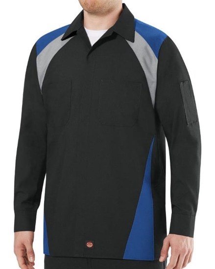 Long Sleeve Tri-Color Shop Shirt - Long Sizes - SY18L