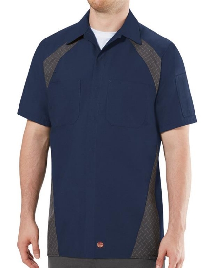 Short Sleeve Diamond Plate Shop Shirt - Long Sizes - SY26L