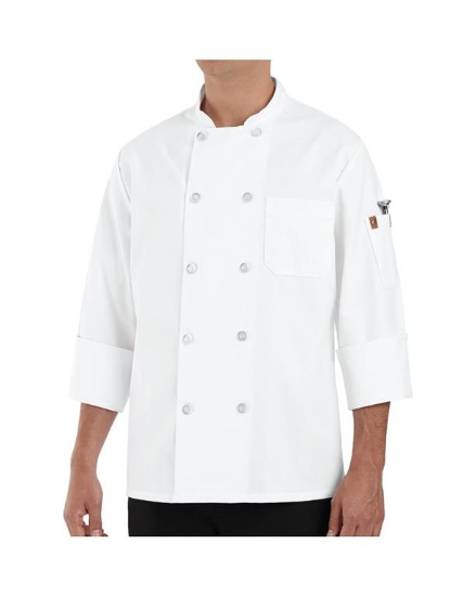 100% Polyester Ten Pearl Button Chef Coat - 0423