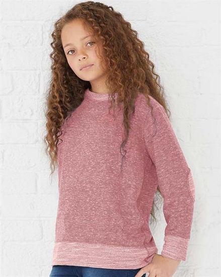 Youth Harborside Mélange French Terry Long Sleeve with Elbow Patches - 2279