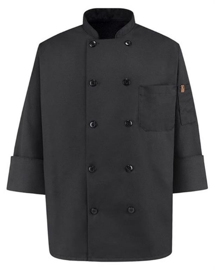Chef Designs - Ten Pearl Button Black Chef Coat - 0425