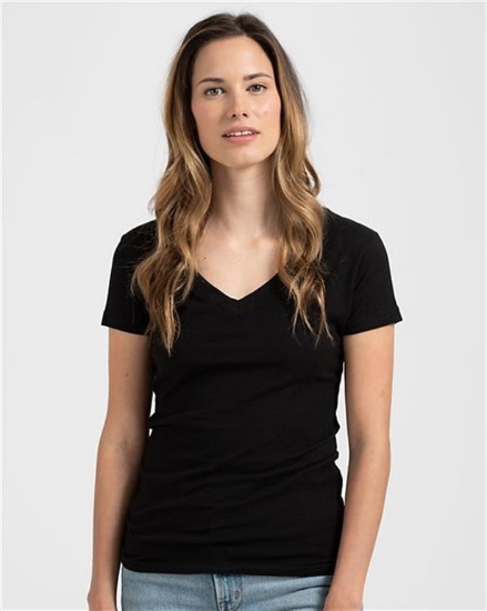 Tultex - Women's Fine Jersey V-Neck T-Shirt - 214