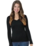 Bayside - Women's USA-Made Deep V-Neck Long Sleeve T-Shirt - 3415