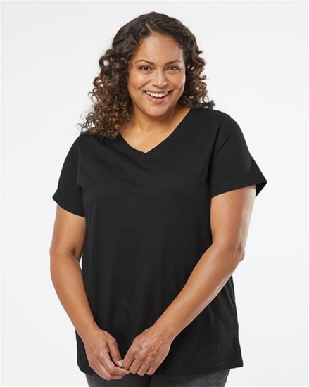 LAT - Curvy Collection Women's Fine Jersey V-Neck Tee - 3817