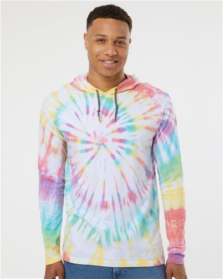 Dyenomite - Tie-Dyed Long Sleeve Hooded T-Shirt - 430VR