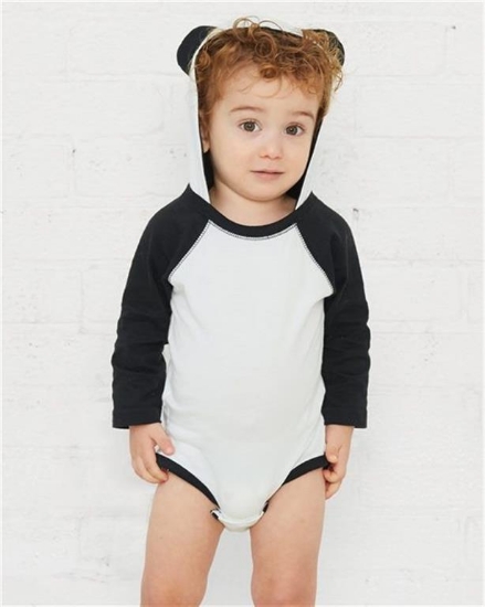 Rabbit Skins - Fine Jersey Infant Character Hooded Long Sleeve Bodysuit with Ears - 4418