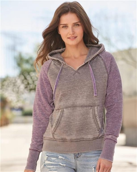 J. America - Women's Zen Fleece Raglan Hooded Sweatshirt - 8926