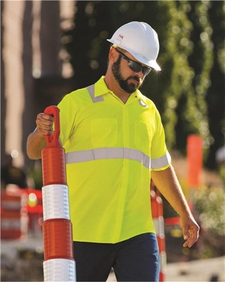 Red Kap - High Visibility Safety Short Sleeve Work Shirt Tall Sizes - SS24HVT